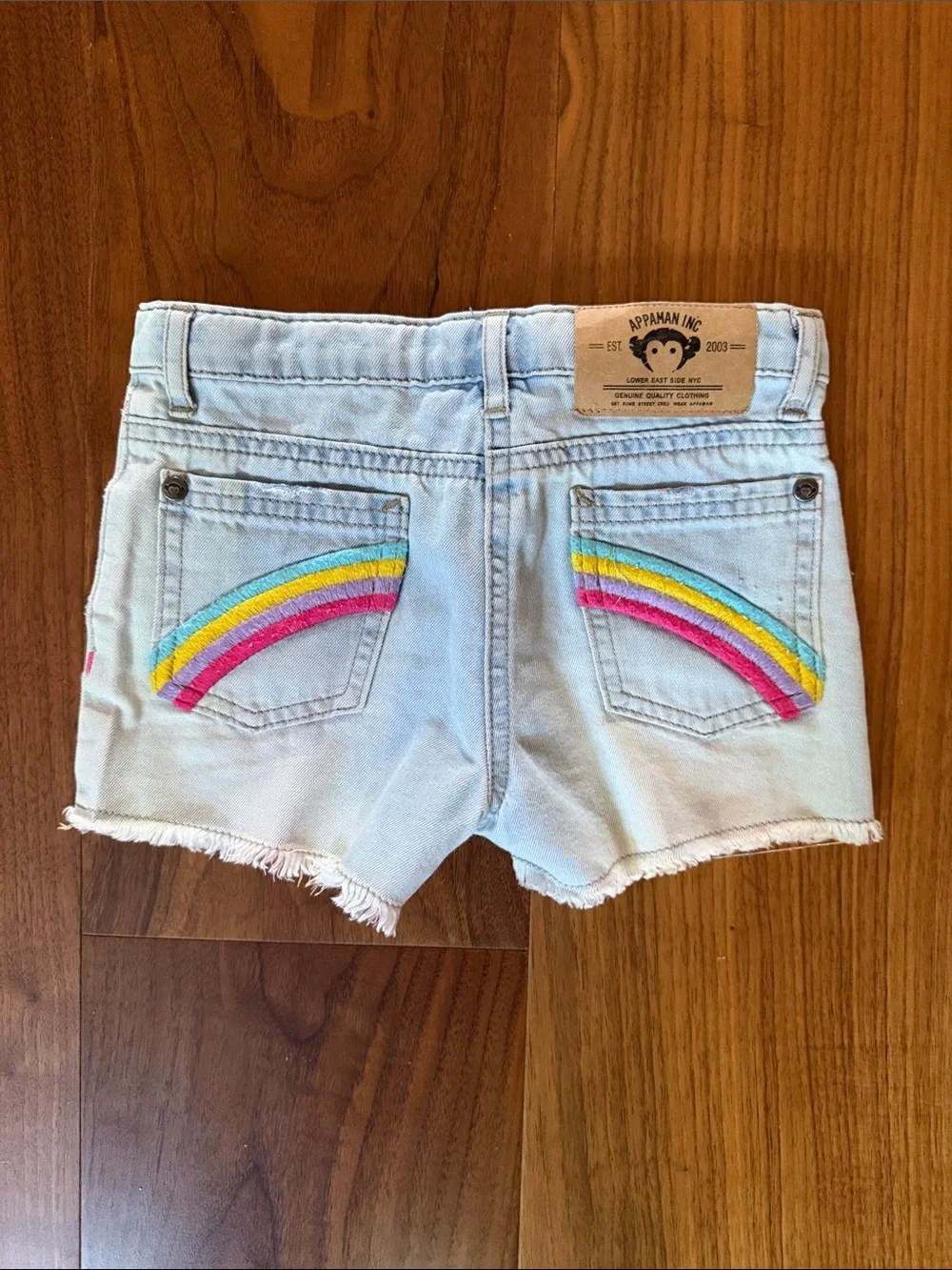 Appaman Light Blue Distressed Denim Shorts with Colorful Accents